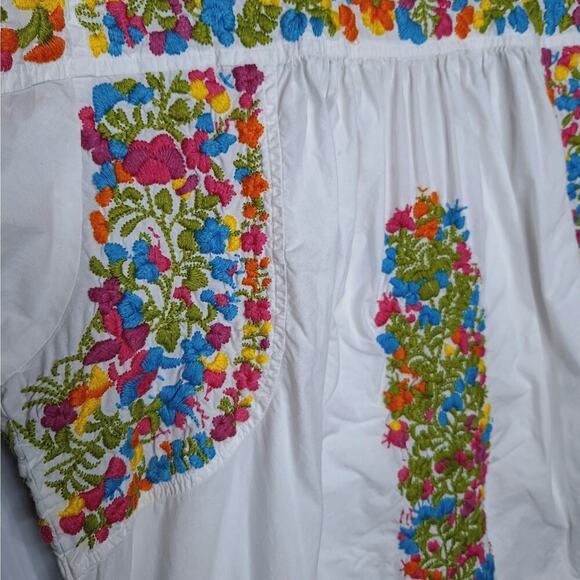 Sister Mary "Mary" Dress Small Heavily Embroidered Short Sleeve Tunic White Boho - Picture 5 of 12
